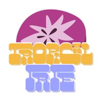 a purple and yellow logo with the word tropicie on it